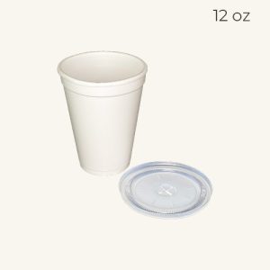 FOAM CUPS 12OZ(2ROLL)+ 1 ROLL(CROSS LID-X) -100PCS 泡沫杯12OZ(2条)+盖- 1（条x100个-X水草洞)