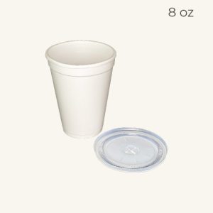 FOAM CUPS 8OZ (4ROLL)+ CROSS LID (X) (1ROLL) 泡沫杯 8(4条) + 盖 （X水草洞) - 1条